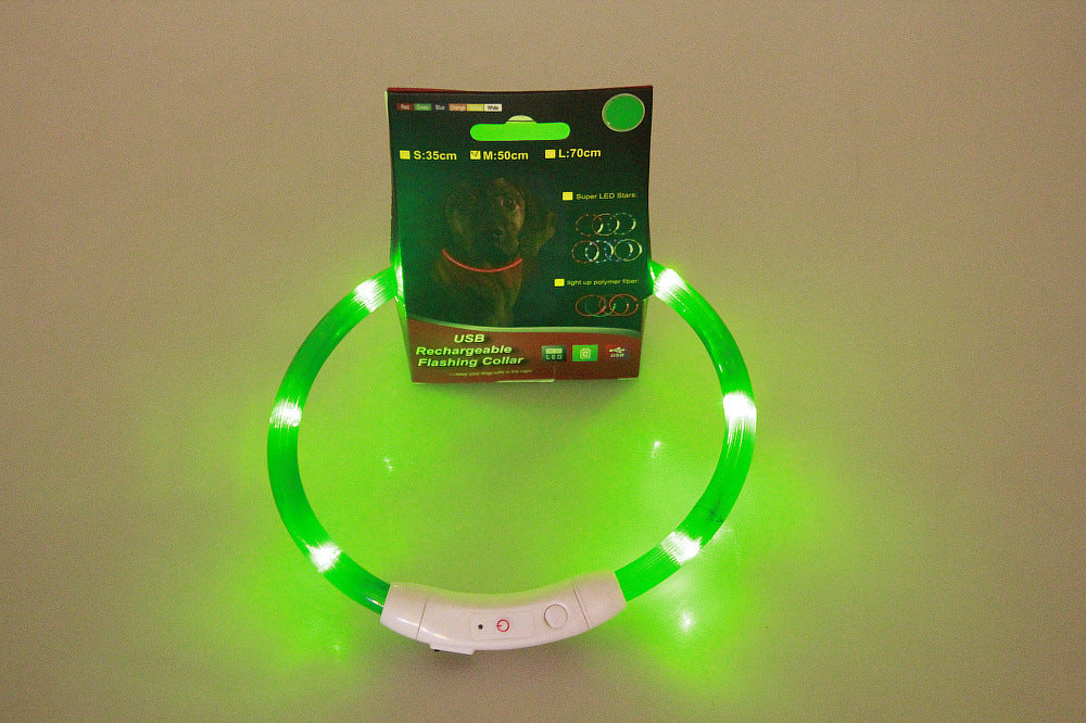 USB Rechargeable LED Dog Collar – Safety Light for Night Walks