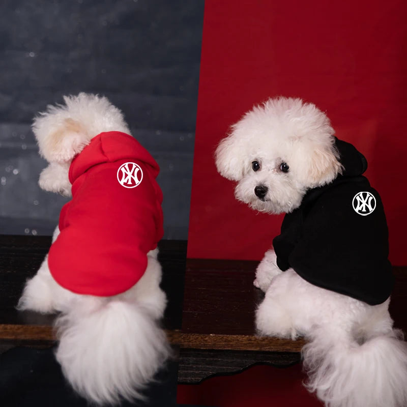 Dog Hoodies Autumn Winter Two-legged Puppy Clothes Solid Color Pocket Cat Dog Hooded Sweatshirt Soft Comfortable Pet Hoodies