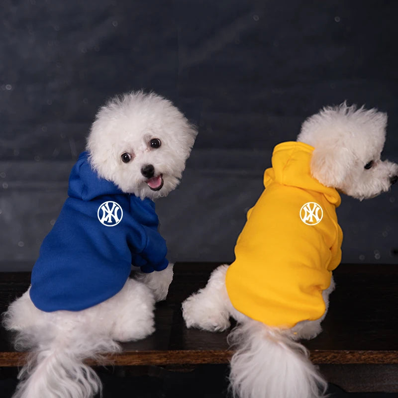 Dog Hoodies Autumn Winter Two-legged Puppy Clothes Solid Color Pocket Cat Dog Hooded Sweatshirt Soft Comfortable Pet Hoodies